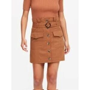 Banana Republic Skirt Camel Brown14 Paperbag Utility Twill Belted Button Front